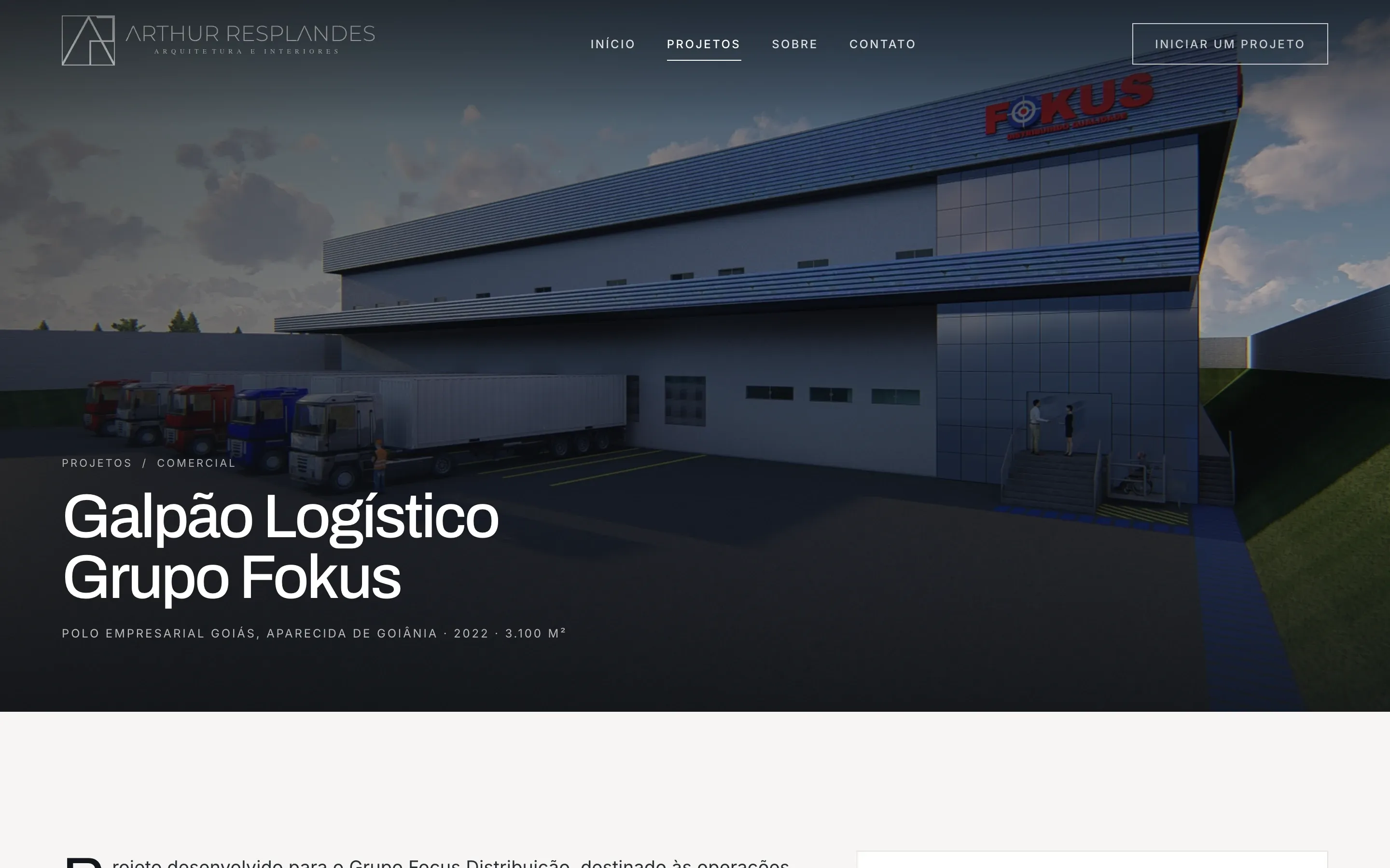 A project page with its full-screen cover