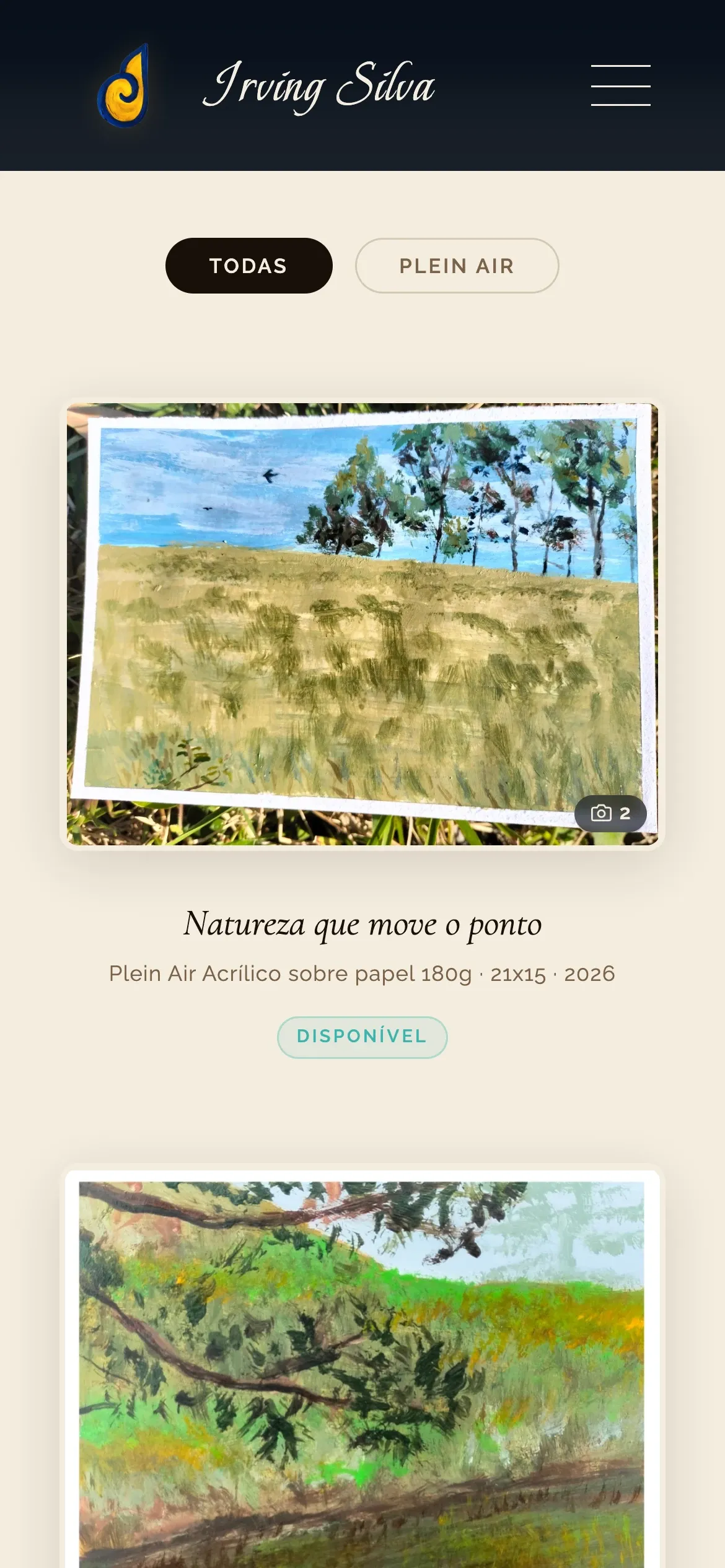 Gallery of works on a phone