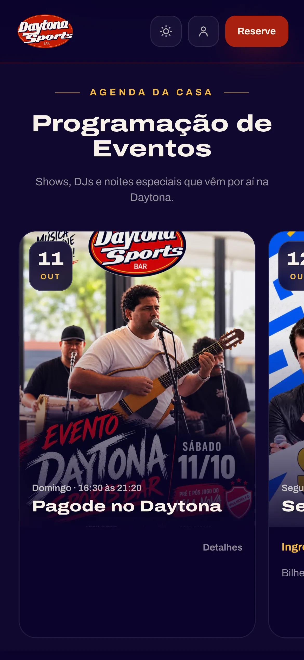 Events calendar on a phone